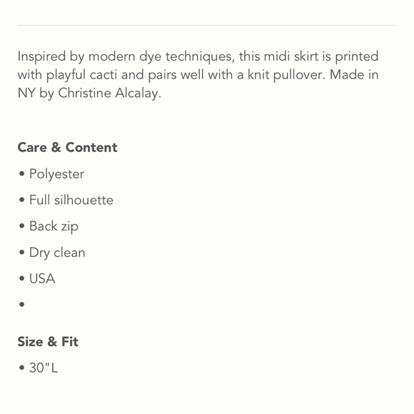 ANTHROPOLOGIE / CHRISTINE ALCALAY Cacti Midi Skirt - Sz S - Picture 13 of 13
